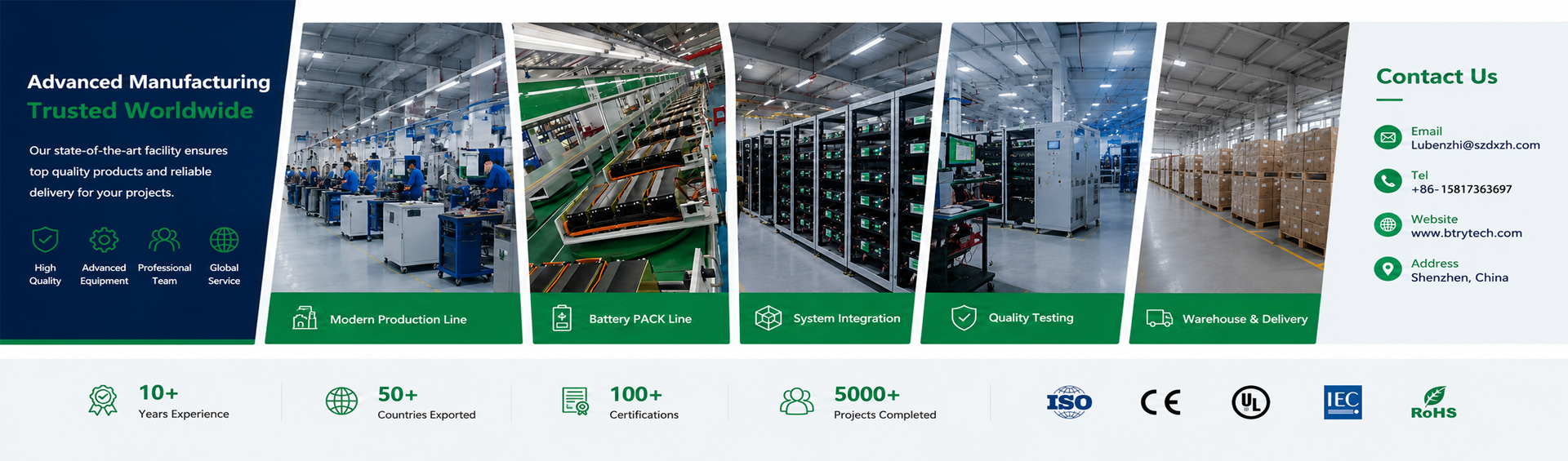 DAXIN ENERGY ESS manufacturing facility with battery PACK production, system integration, quality testing and warehouse delivery