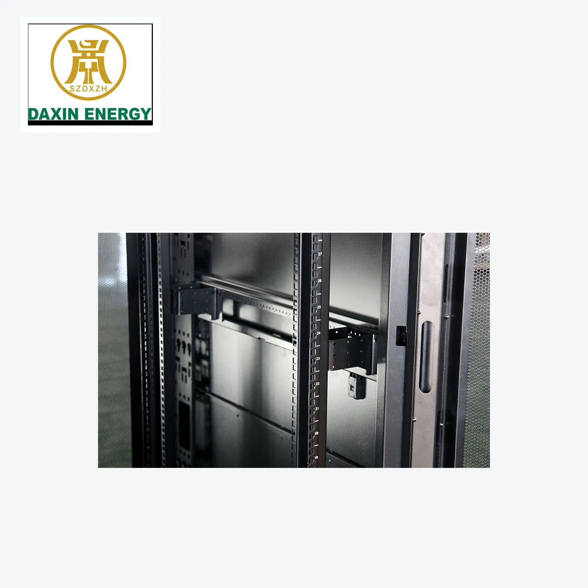 adjustable 19-inch mounting rails inside DAXIN KH cabinet