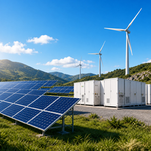 Renewable integration with solar wind and battery storage
