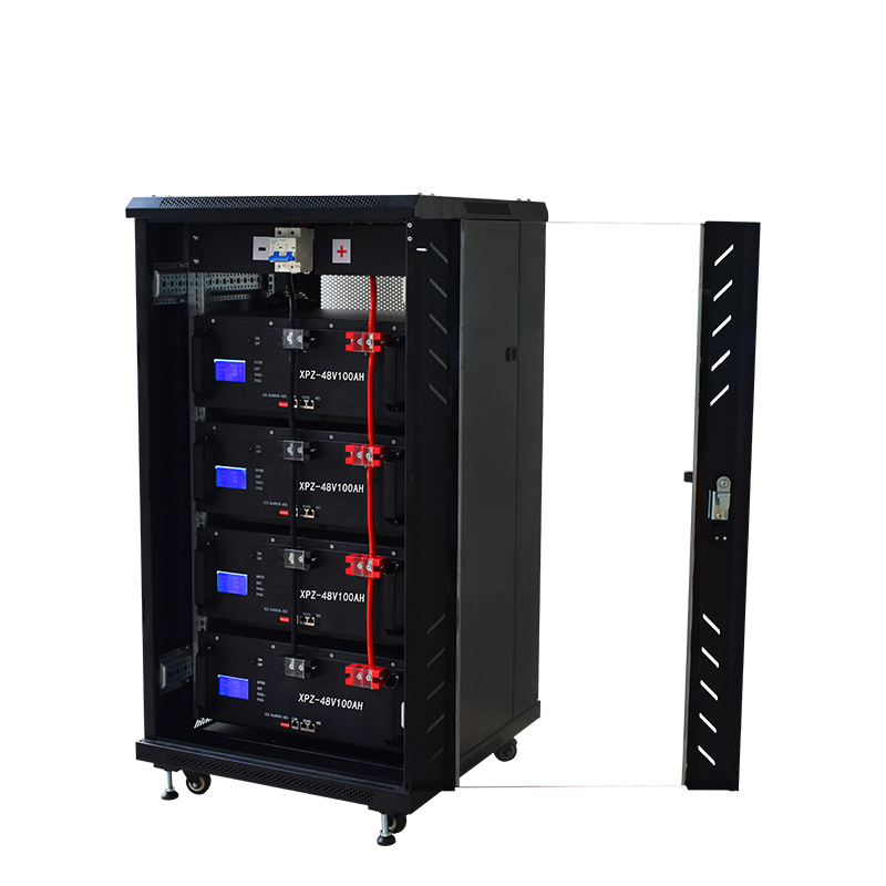 48V 400Ah modular lithium battery cabinet with removable side panel