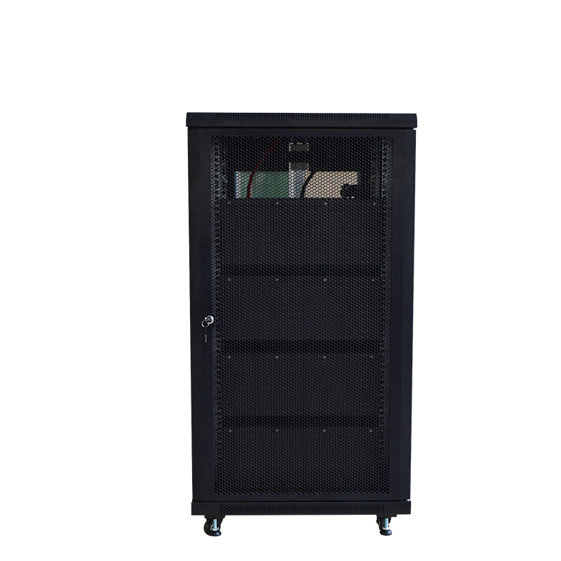 Rear view of 48V 400Ah modular LiFePO4 battery cabinet