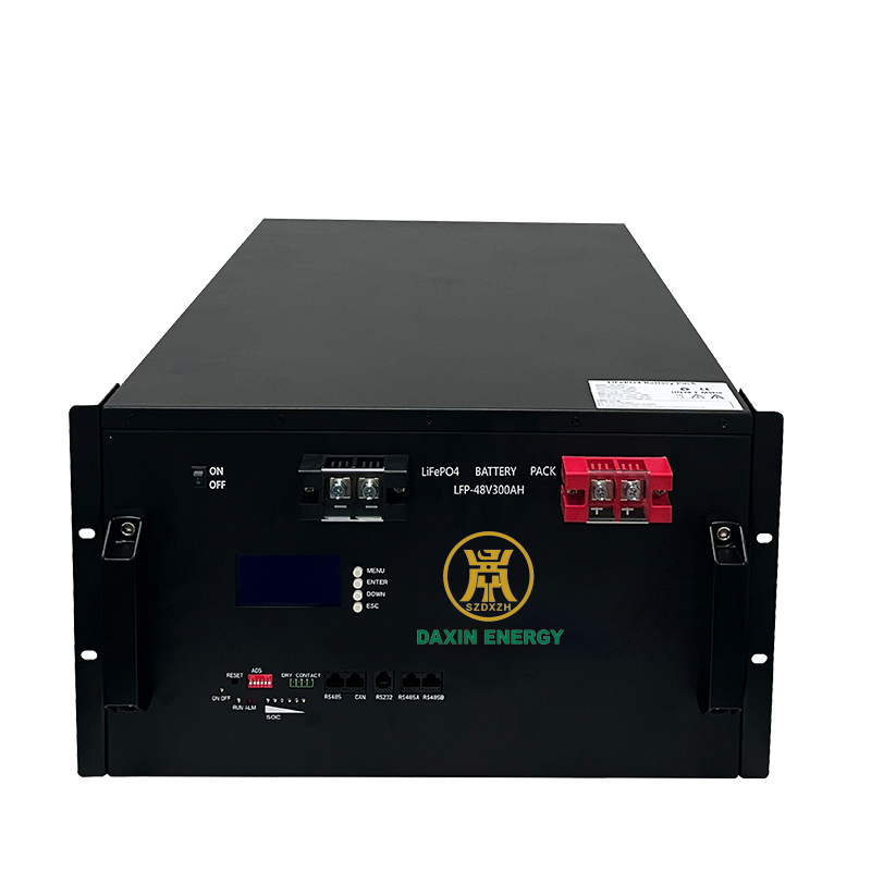 DAXIN 48V 300Ah LiFePO4 battery front panel and terminals