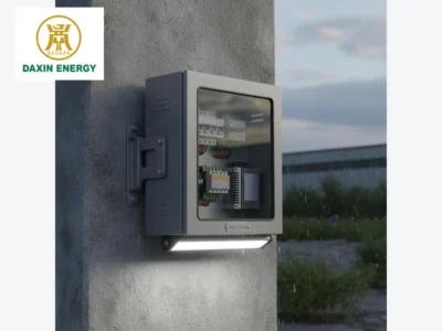 DAXIN Wall-Mount Outdoor Power Cabinet with LED Lighting installed configuration