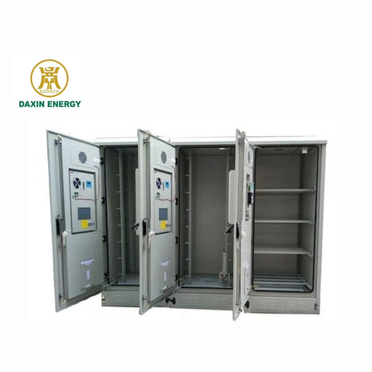 DAXIN Wall-Mount Outdoor Power Cabinet with AC and Fan Cooling open enclosure view