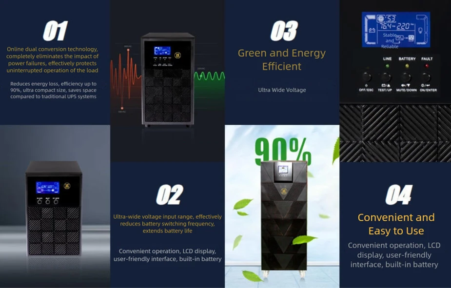 11-H 10kVA Long Backup Online UPS | External Battery Uninterruptible Power Supply technical detail 1 by DAXIN ENERGY