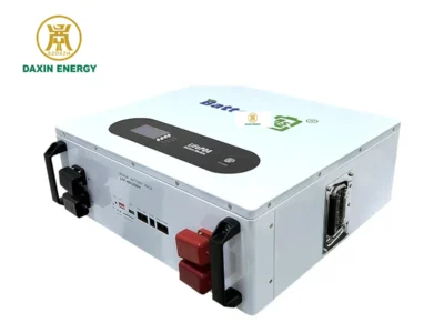 DAXIN 48V100AH — настенная батарея LiFePO4. Вид продукта № 1 с логотипом DAXIN ENERGY